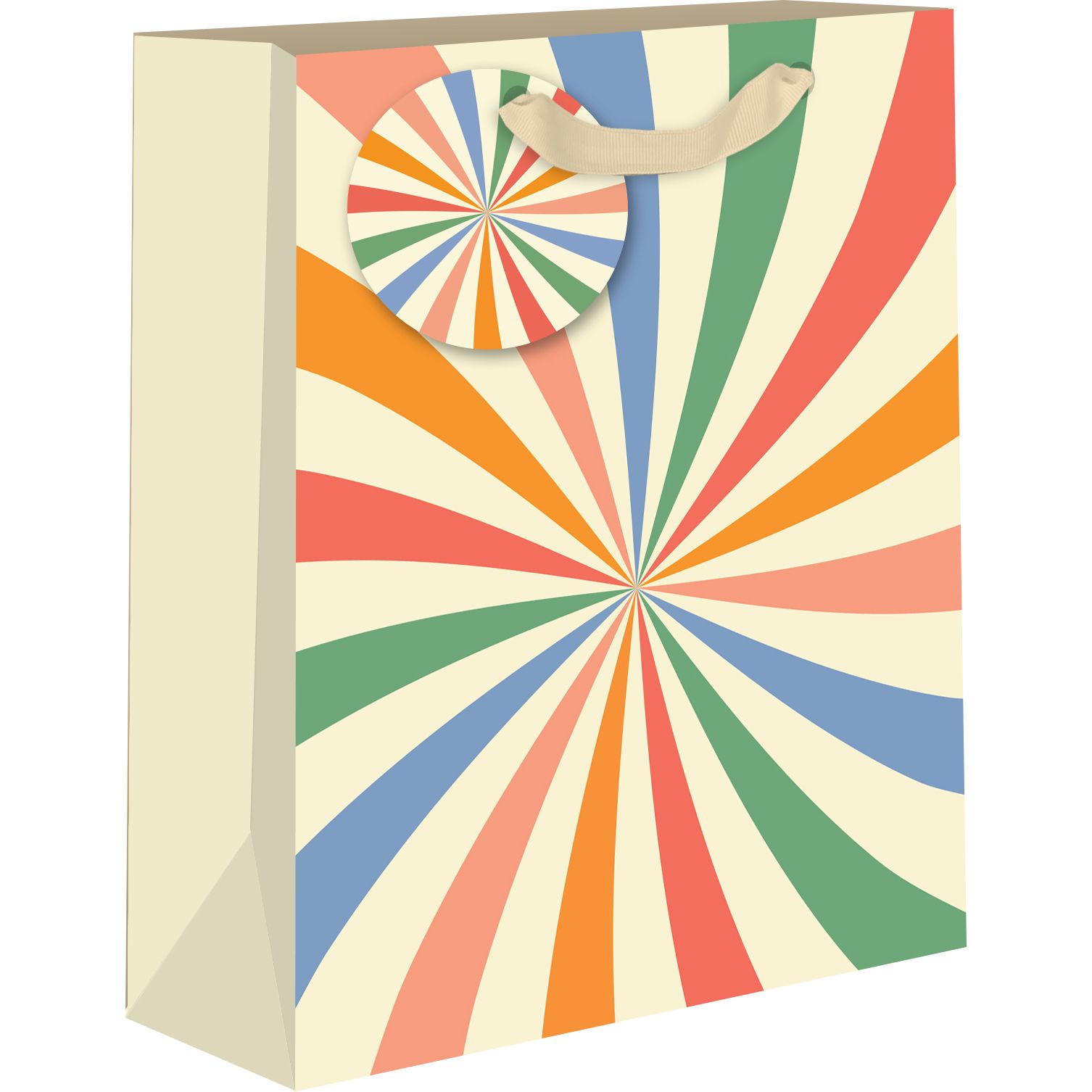 Medium Candy Swirl Gift Bags by AB PICTURA featuring colorful swirl design and handles for convenient gift wrapping.